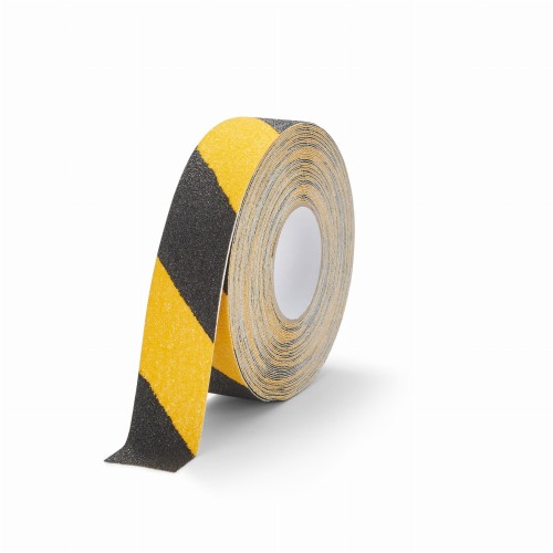 Taśma przeciwpoślizgowa z grubym ziarnem ostrzegawcza żółto-czarna 50mm kontrastowa